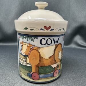 Vintage Susan Winget Large Country Farmhouse COW Canister w/Lid 8.5" Tall